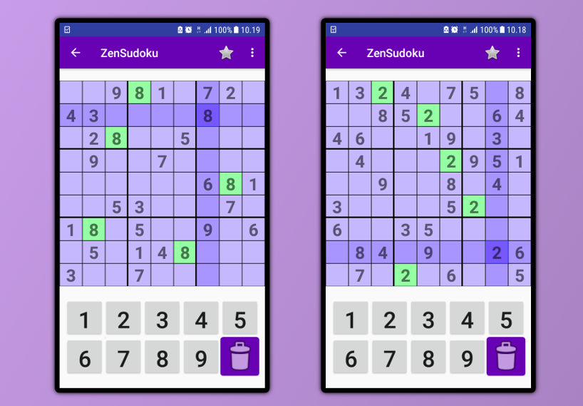 Play view of the game Zen Sudoku